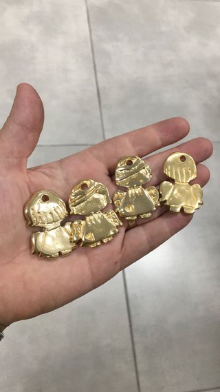 Lote de 4 Colgantes Angelitos Dorados
