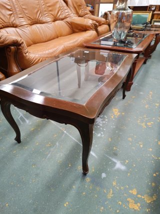 Mesa de centro madera y cristal clásica barata