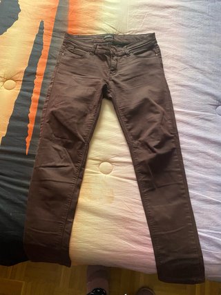 Pantalón pitillo mujer marrón talla 36