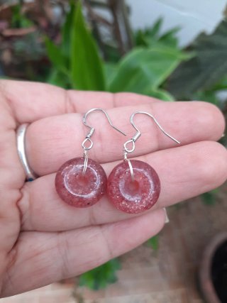 Pendientes Donut de Cuarzo Frambuesa