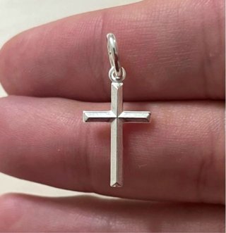 Fantástico Colgante Cruz Lisa Plata De Ley 925