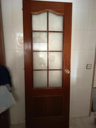 Puerta de paso de madera con cristal 72 x203