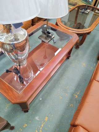 Mesa de centro madera y cristal clásica