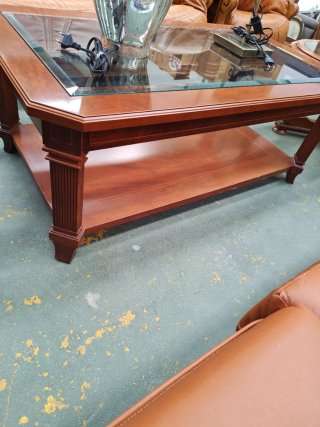Mesa de centro madera y cristal clásica