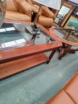 Mesa de centro madera y cristal clásica
