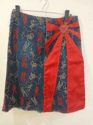 Falda vaquera patchwork