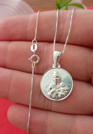 Cadena Veneciana Y Medalla Virgen Carmen Plata