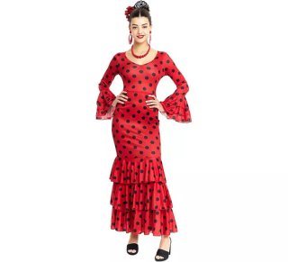 Disfraz de Sevillana rojo con lunares negros