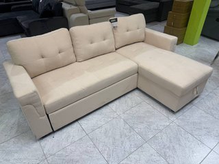 Sofá Beige Convertible en Cama con Arcón 349€