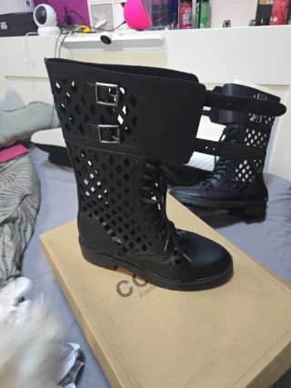 Botas Altas Coolway Negras con Calado tipo Dior