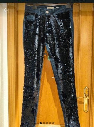 Pantalón vaquero Sahoco lentejuelas negro/azul