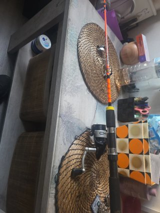 Caña de pescar con carrete
