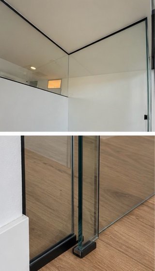 Cerramiento y puerta corredera cristal templado