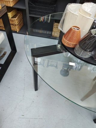 Mesa Redonda Cristal Patas Negras barata