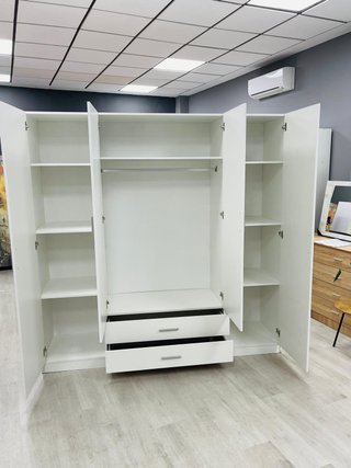 Armario 4 puertas 2 cajones blanco