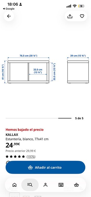 Estantería IKEA Kallax 2 huecos
