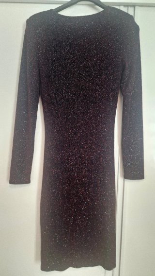 Vestido de fiesta Mango rojizo y negro brillante
