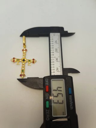 Colgante Cruz Asturiana 18k con Gemas