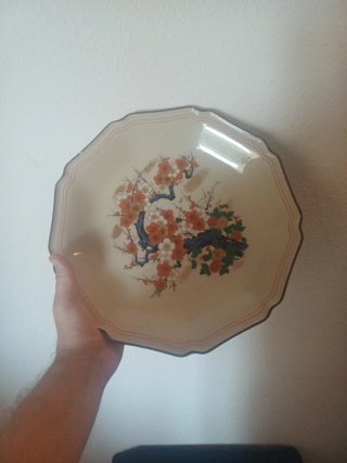 Plato antiguo cerámica Kutani