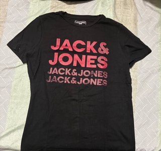 Camiseta Jack&Jones Negra Talla S Letras Rojas