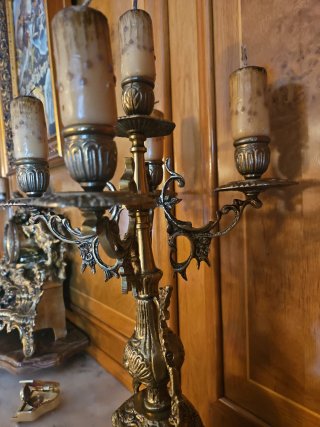 Pareja de Candelabros Vintage de Bronce