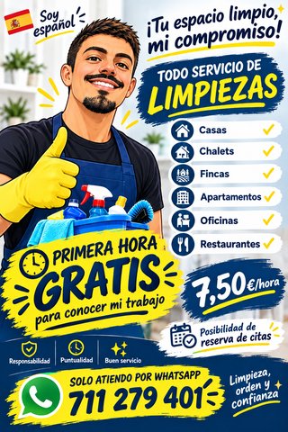 Limpieza ¡PRIMERA HORA GRATIS! 🇪🇸
