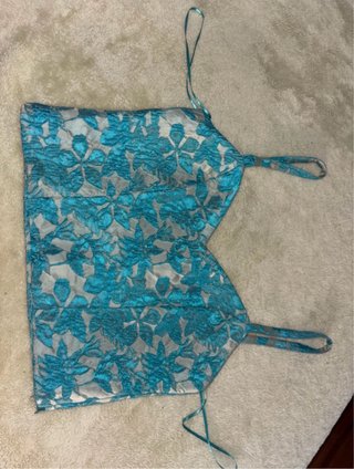 Top Corsé Celeste Encaje Floral, envio muy rapido