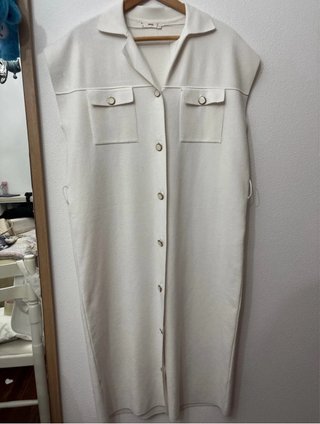 Vestido Mango largo botones beige Talla M