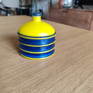 Bombonera de Cristal azul y amarillo
