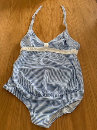Bañador premamá rayas azul y blanco