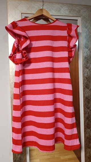 Vestido de Verano a Rayas Rosa y Rojo