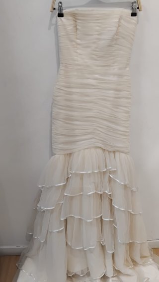 Vestido de Novia Sirena Beige/Blanco