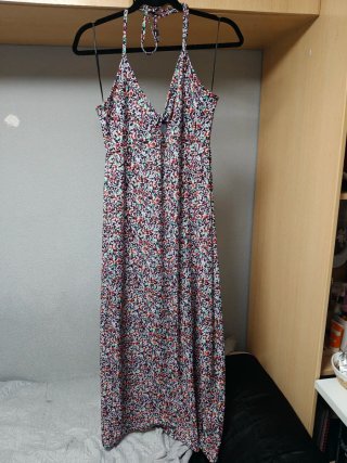 Vestido largo estampado halter