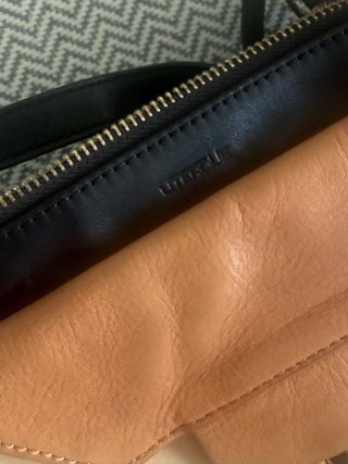 Bolso Piel Uterqüe Beige y Marrón pequeño 22x16cm