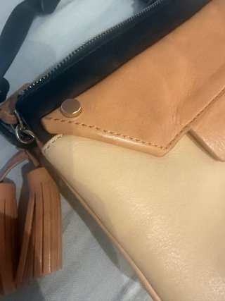 Bolso Piel Uterqüe Beige y Marrón pequeño 22x16cm