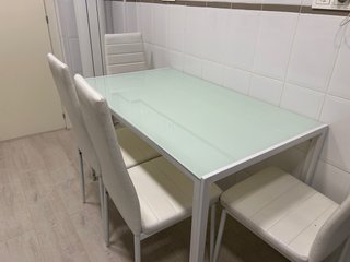 Mesa de Cocina de Cristal y aluminio