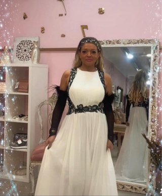 Vestido de fiesta blanco y negro