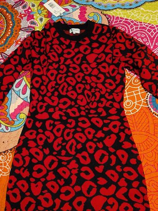 Vestido Minueto Animal Print Rojo y Negro
