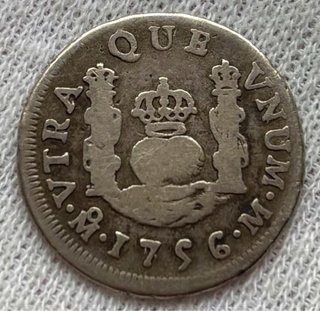 Moneda PLATA 1 Real 1756 MEXICO . FERNANDO VI