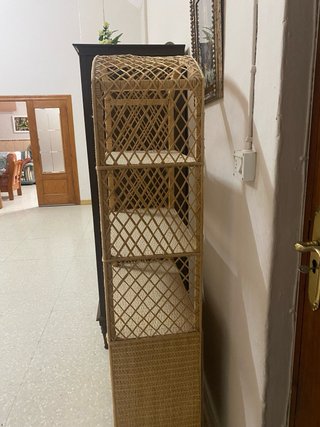 Estantería de Mimbre con Cajón y Armario