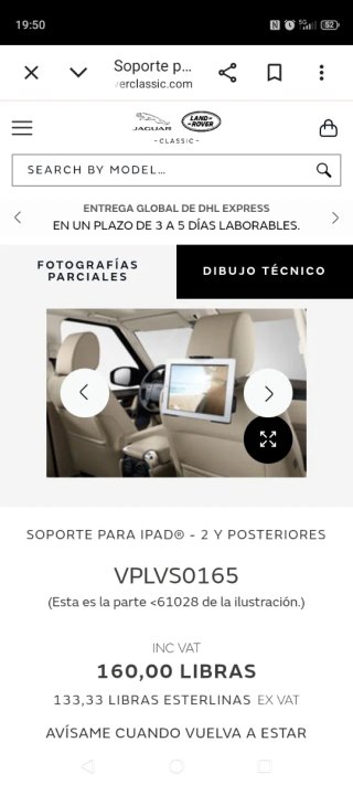 Soporte para iPad Land Rover