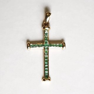 Cruz oro 18k y esmeraldas