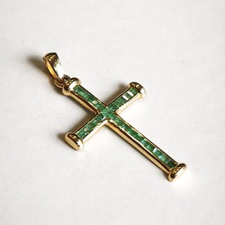 Cruz oro 18k y esmeraldas