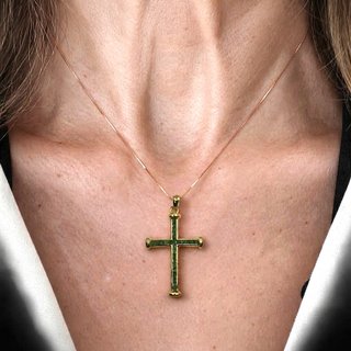 Cruz oro 18k y esmeraldas