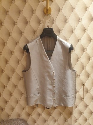 Chaleco Ceremonia Seda Gris Perla Talla 54