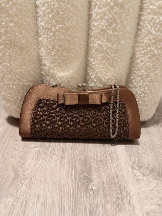 Bolso de fiesta marrón con lazo Nuevo