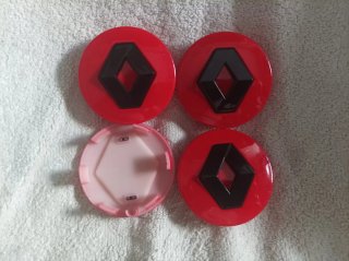 4 Tapabujes Renault Rojos centro rueda llanta logo