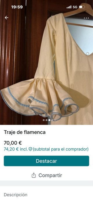 Traje de flamenca beige
