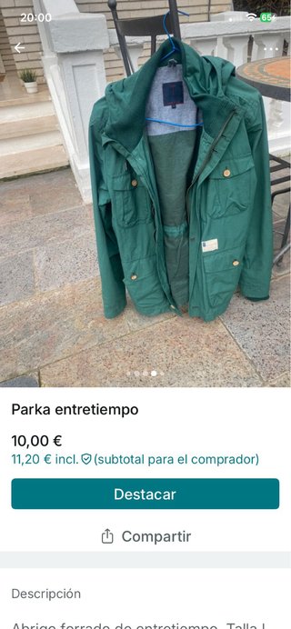Parka verde entretiempo hombre/niño
