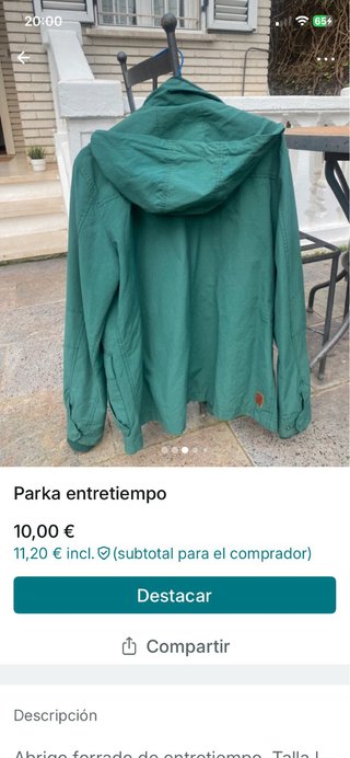 Parka verde entretiempo hombre/niño